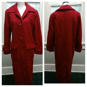 Talbots, Red Long Wool Coat, Size 6